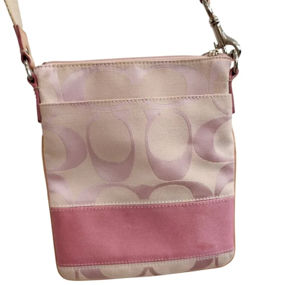 Coach Pink and Cream Crossbody Bag with Leather Trim - Picture 3 of 16